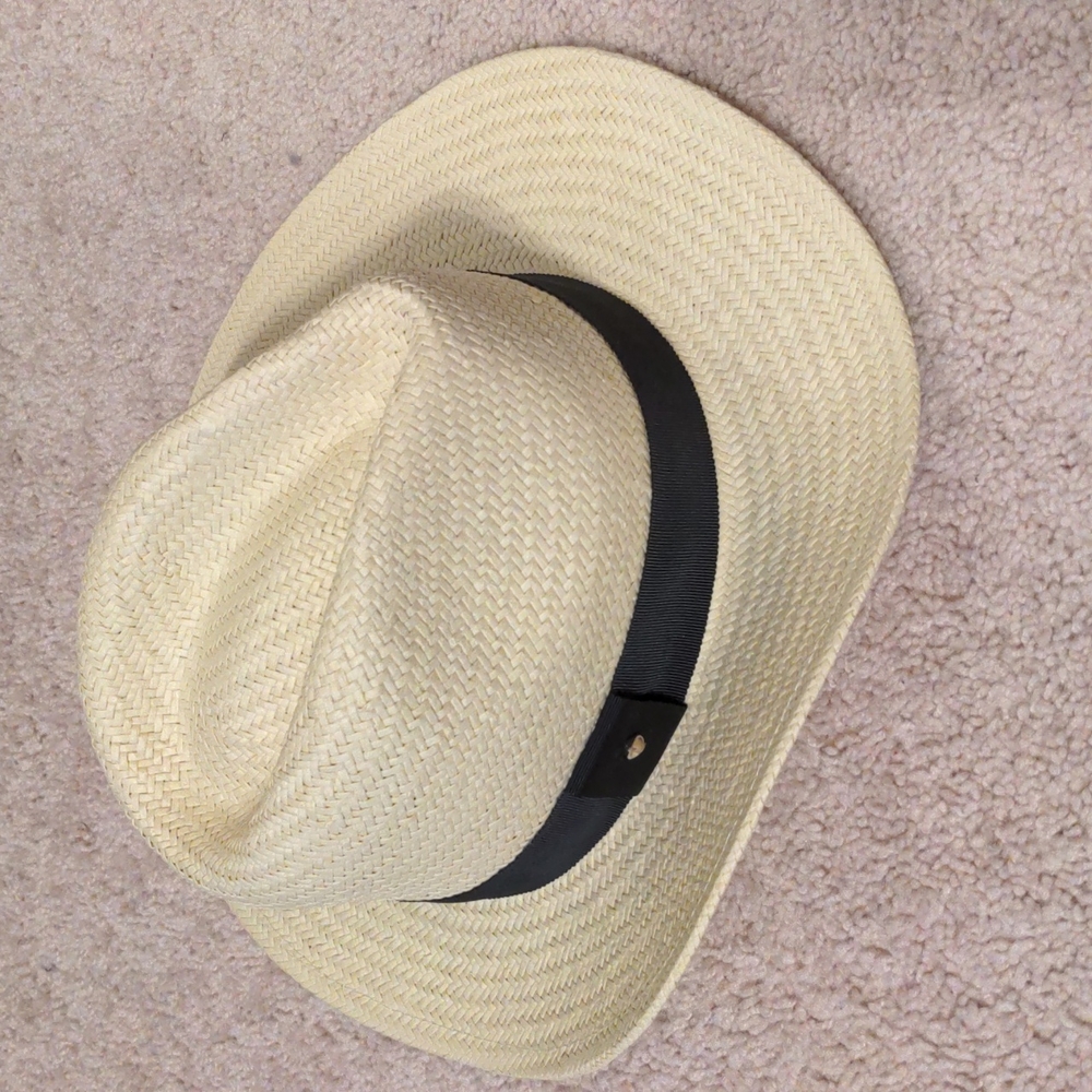 🎉HP🎉 NEW Kate Spade Trilby Hat in Natural with Black Trim - Picture 10 of 12